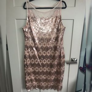 NWT Unique Vintage champagne sequined dress.